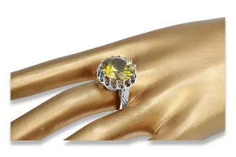 Anneau Style vintage Péridot jaune Argent sterling 925 vrc035s